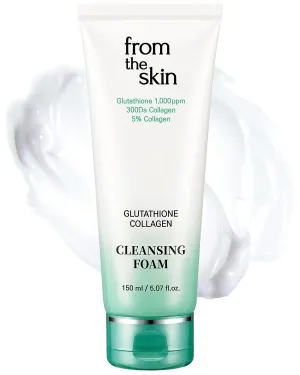 Glutathione Collagen Cleansing Foam - Korean Face Wash, Gentle Facial Cleanser Pore-Clarifying Detox, Hydrates and Revitalizes, For Oily & Dry Skin, Skin-Irritation Formula, 5.3oz.