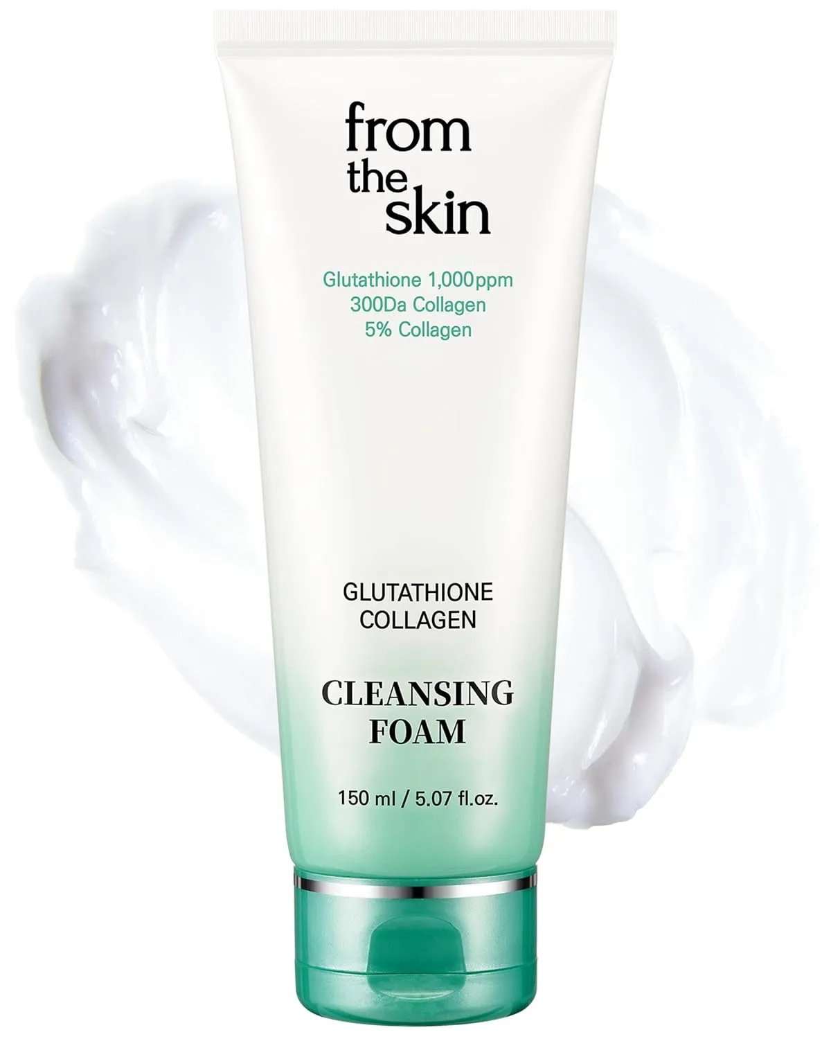 Glutathione Collagen Cleansing Foam - Korean Face Wash, Gentle Facial Cleanser Pore-Clarifying Detox, Hydrates and Revitalizes, For Oily & Dry Skin, Skin-Irritation Formula, 5.3oz.