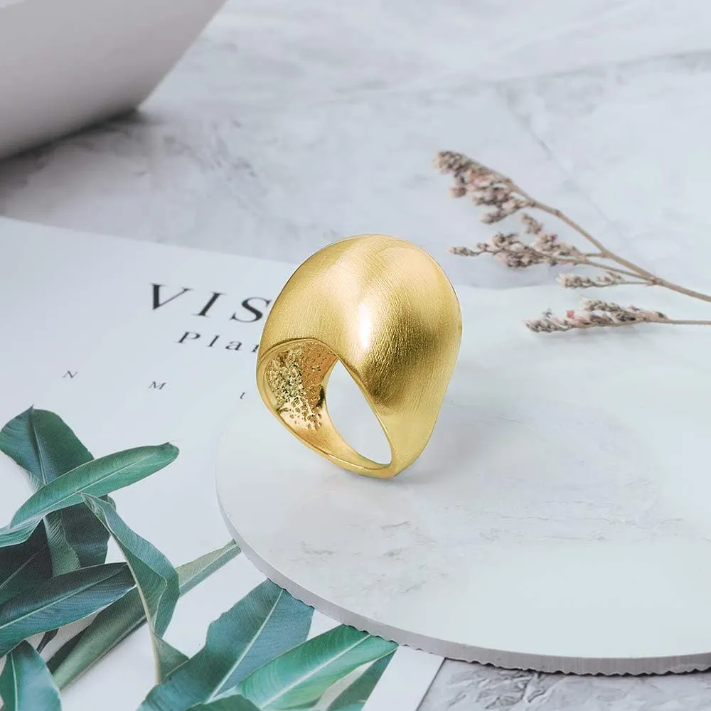 Gold and Silver Rings for Women, Chunky Signet Statement Rings Gold Plated Band Ring Wide Metal Square Rings Cocktail Costume Jewelry for Her