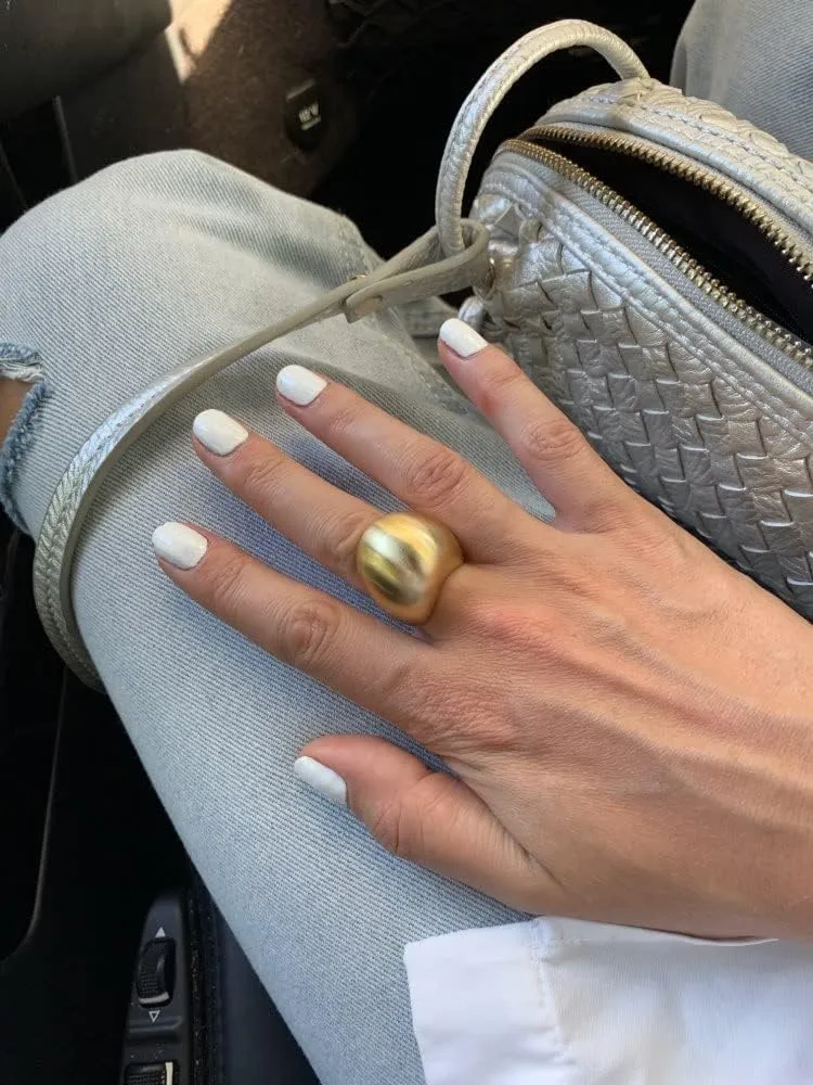Gold and Silver Rings for Women, Chunky Signet Statement Rings Gold Plated Band Ring Wide Metal Square Rings Cocktail Costume Jewelry for Her
