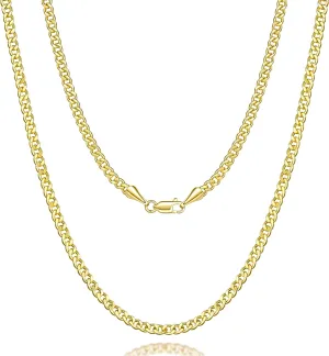 Gold Necklace for Women 3mm Gold Jewelry for Women Cuban Link Chain for Men Golden Chain for Men 14K Timeless Heritage, Modern Edge Waterproof Golden Necklace 16,18,20,22,24IN