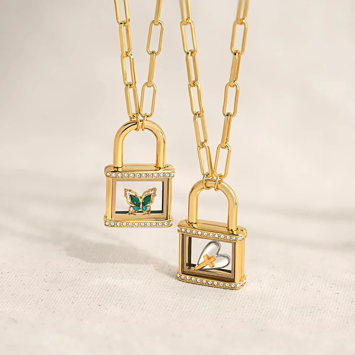 Gold Padlock & Silver Twist Living Locket Sets