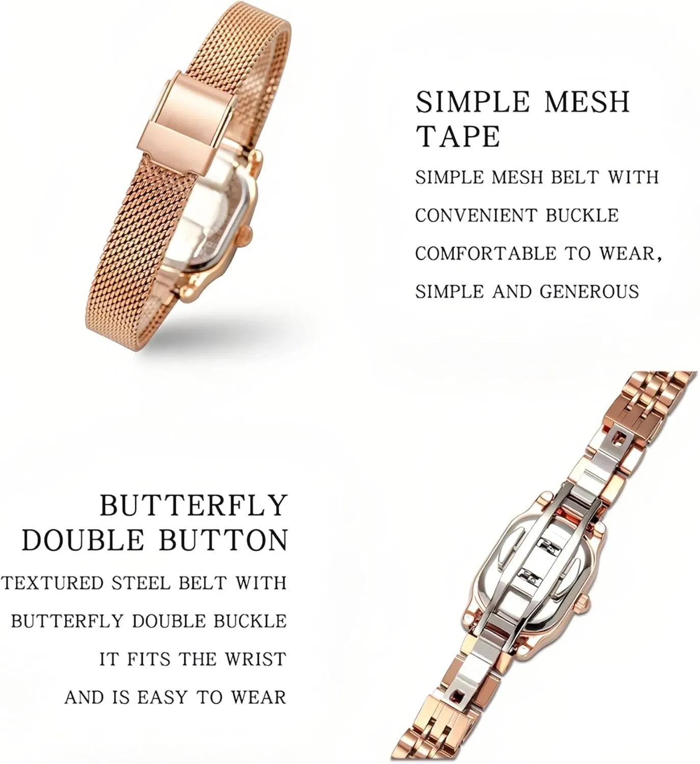 Gosasa Vintage Square Watches for Women Updated Ladies Quartz Wrist Watches Stainless Steel Band Womens Small Gold Watch Luxury Casual Fashion Bracelet