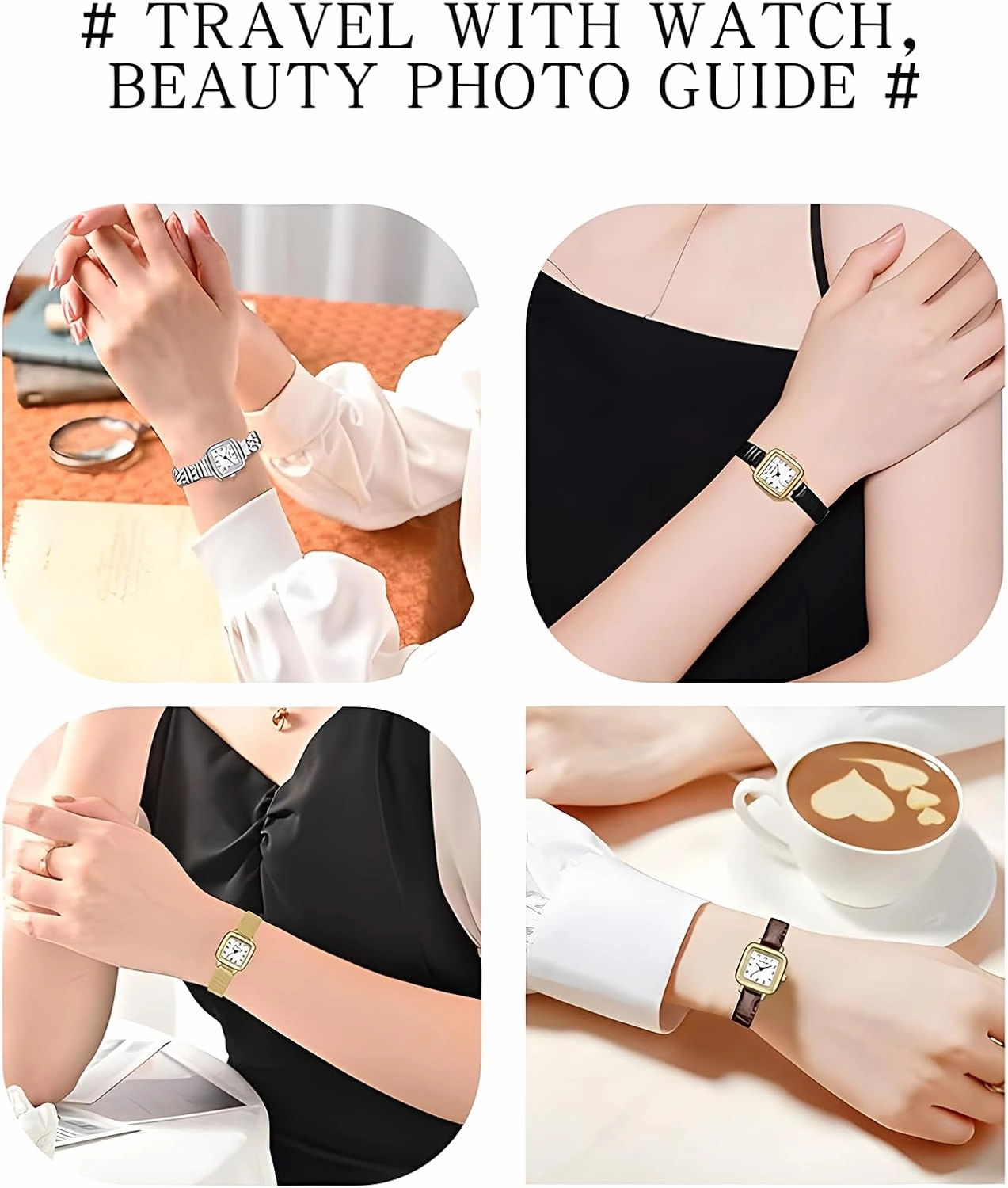 Gosasa Vintage Square Watches for Women Updated Ladies Quartz Wrist Watches Stainless Steel Band Womens Small Gold Watch Luxury Casual Fashion Bracelet