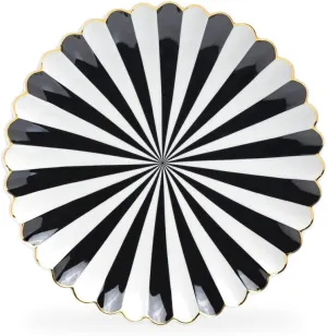 Grace Teaware Beetlejuice Black and White Scallop Shaped Fine Porcelain 8.5-inch Dessert Salad Plate Set of 1, One plate