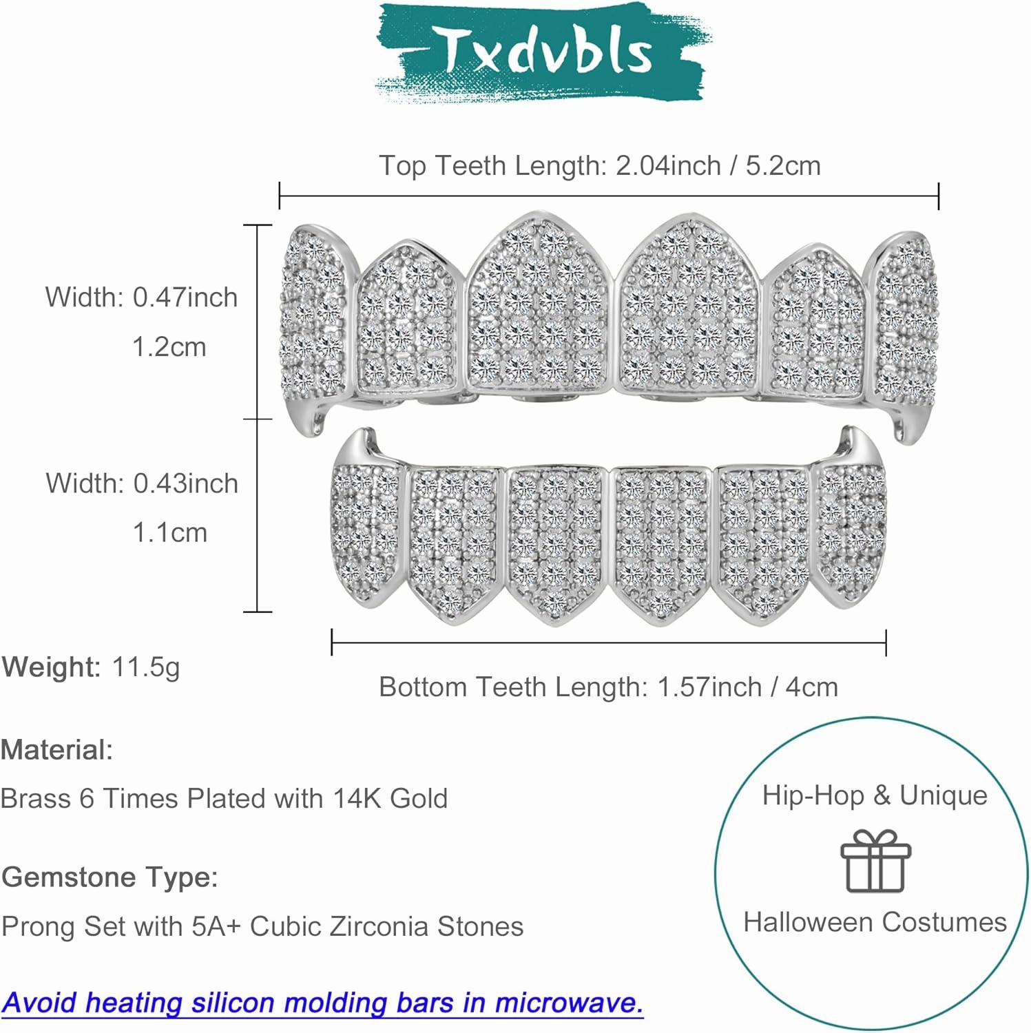 Grills for Your Teeth Diamond Grillz 14K Plated Gold Silver Vampire Teeth Caps Iced Out CZ Mouth Grillz Teeth Men