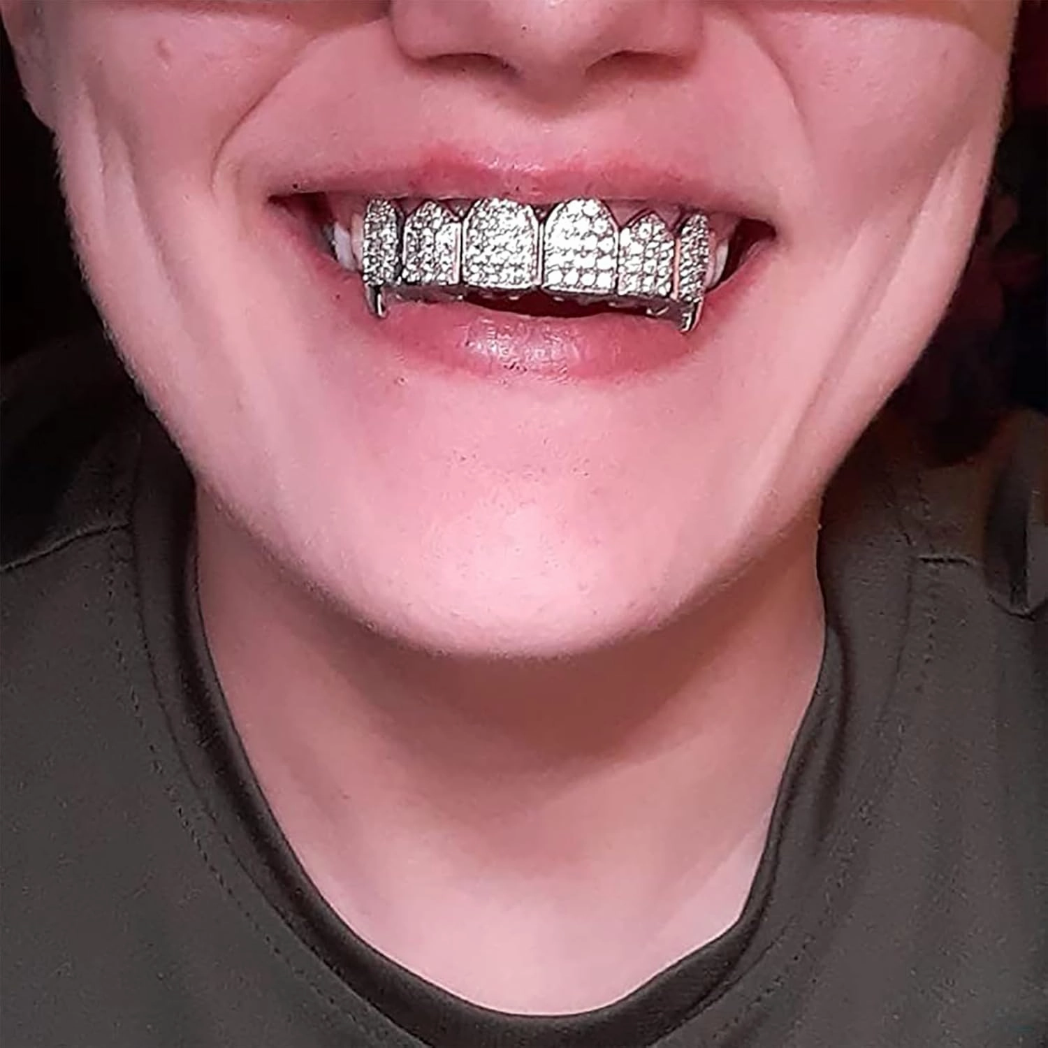 Grills for Your Teeth Diamond Grillz 14K Plated Gold Silver Vampire Teeth Caps Iced Out CZ Mouth Grillz Teeth Men