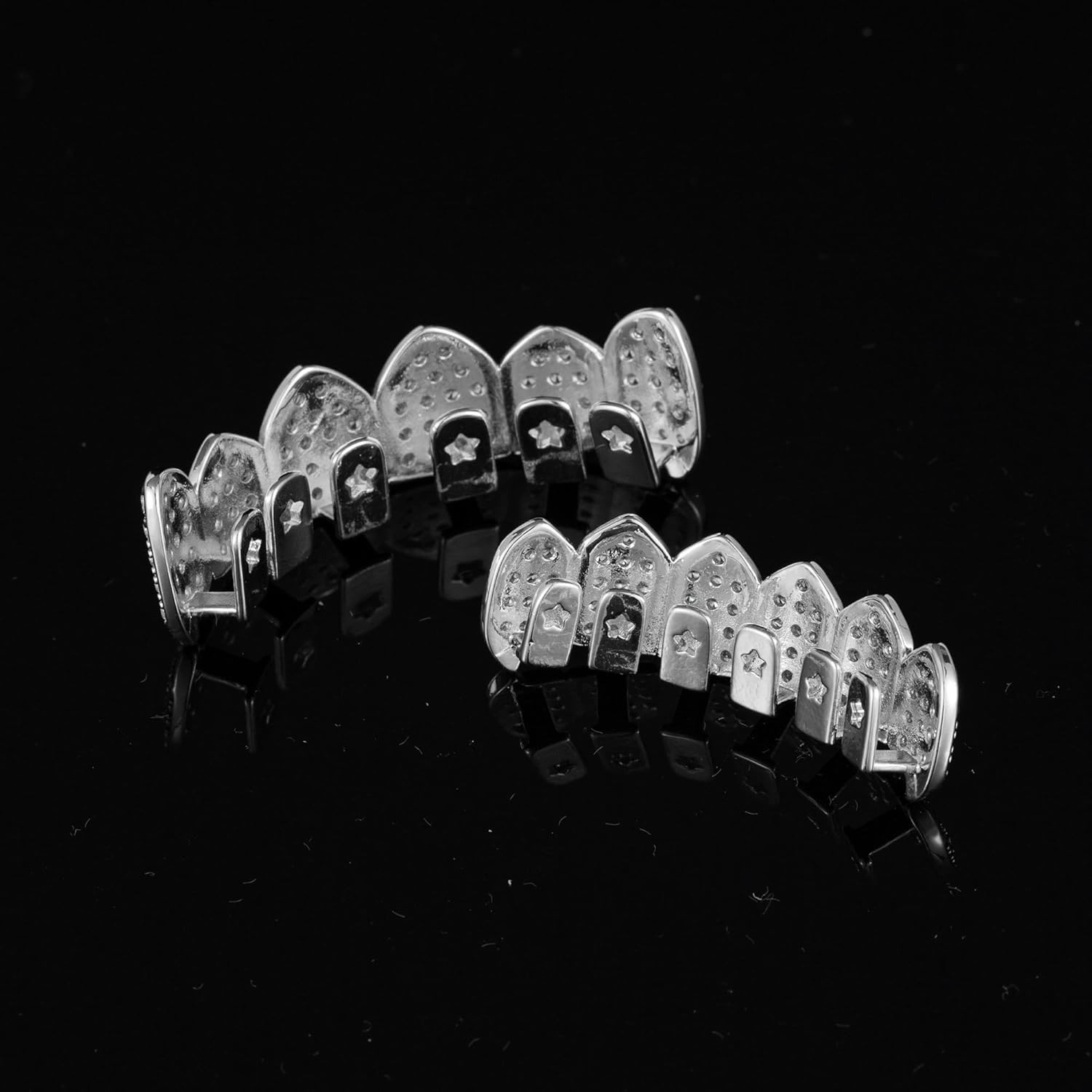Grills for Your Teeth Diamond Grillz 14K Plated Gold Silver Vampire Teeth Caps Iced Out CZ Mouth Grillz Teeth Men