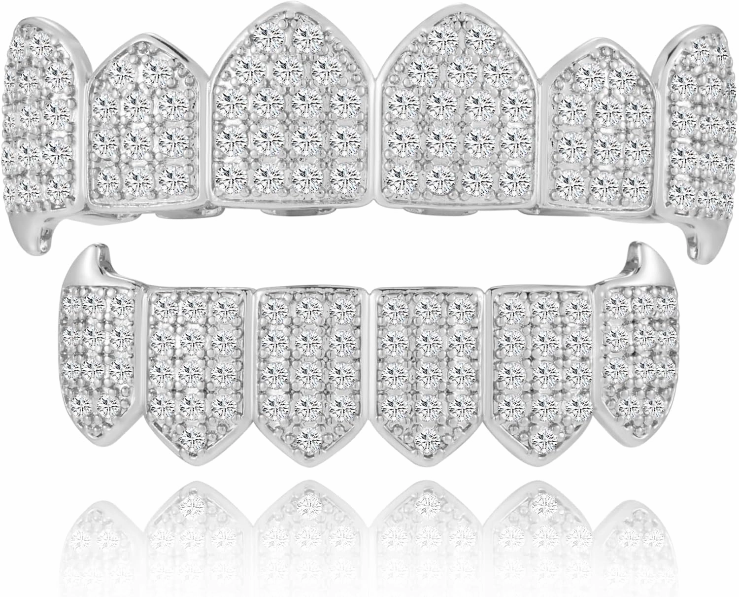 Grills for Your Teeth Diamond Grillz 14K Plated Gold Silver Vampire Teeth Caps Iced Out CZ Mouth Grillz Teeth Men