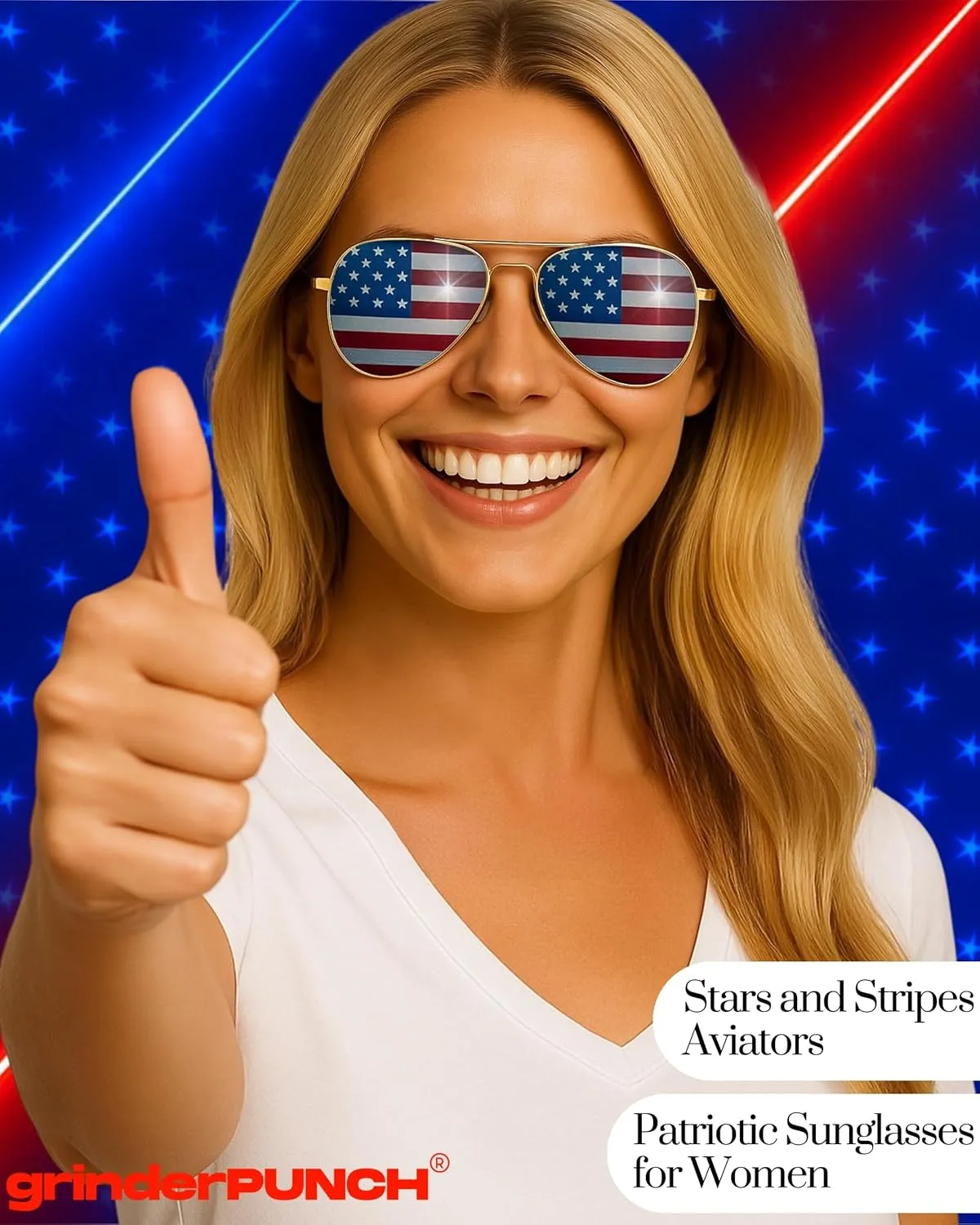 grinderPUNCH® American Flag Aviator Sunglasses Glasses