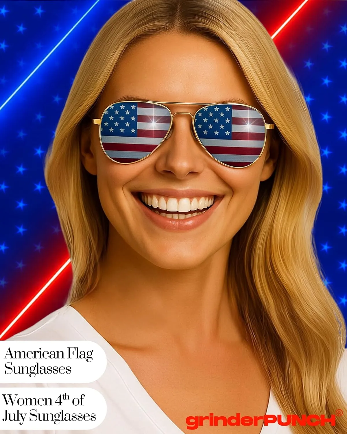 grinderPUNCH® American Flag Aviator Sunglasses Glasses