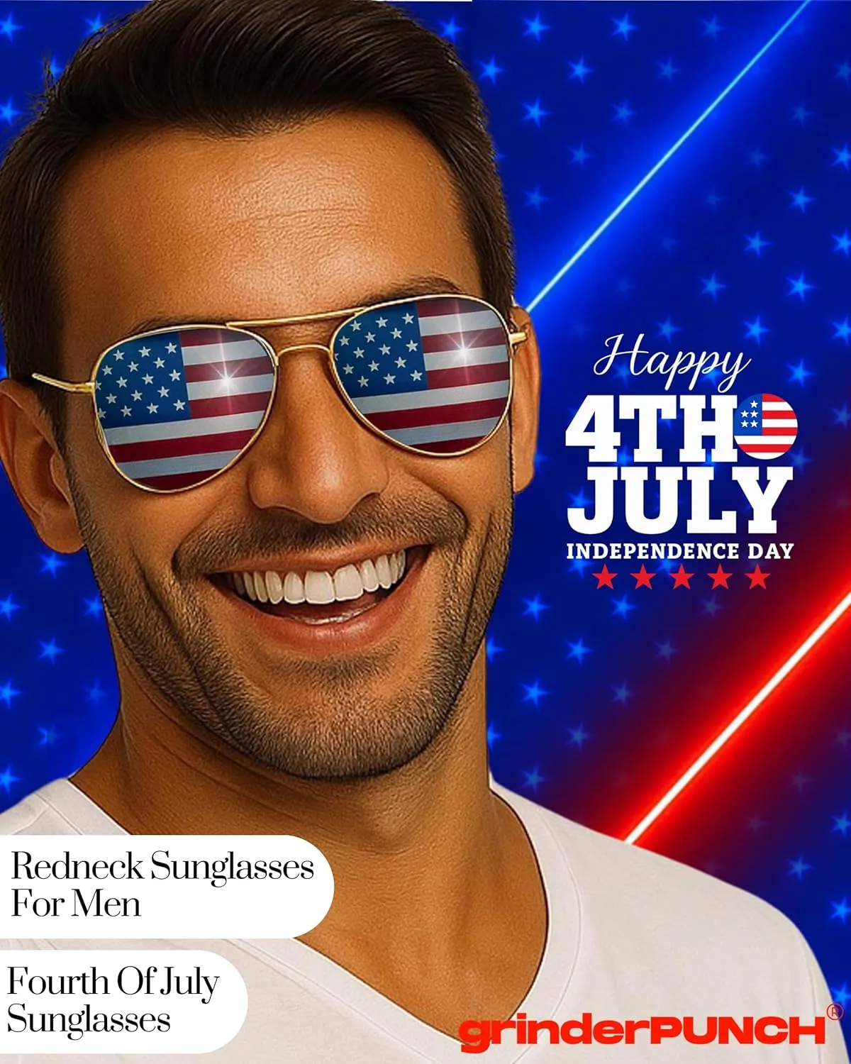 grinderPUNCH® American Flag Aviator Sunglasses Glasses