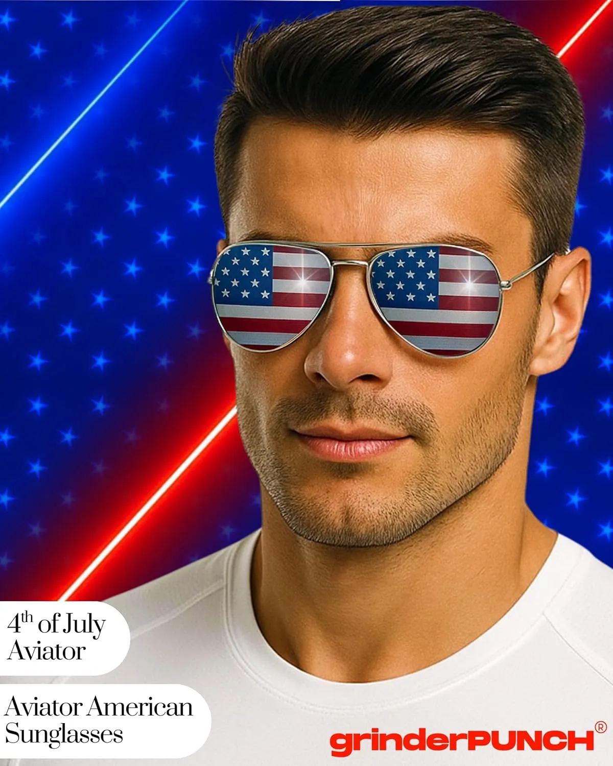 grinderPUNCH® American Flag Aviator Sunglasses Glasses