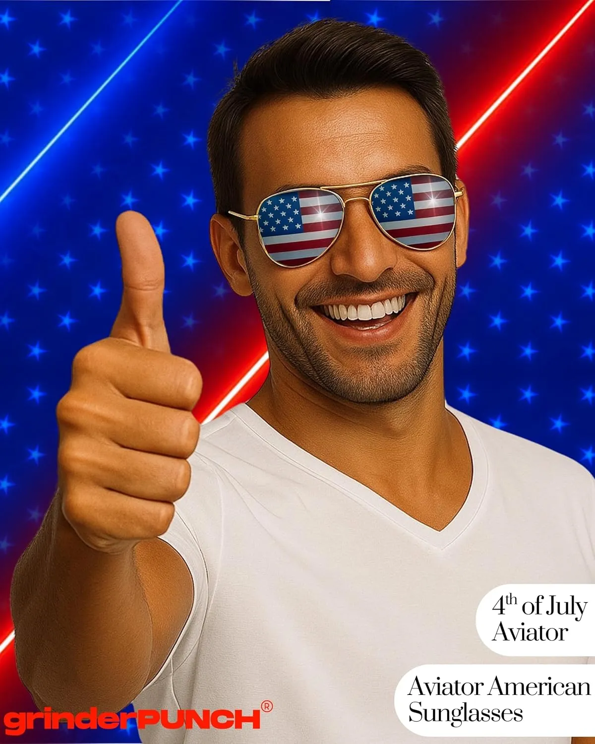 grinderPUNCH® American Flag Aviator Sunglasses Glasses