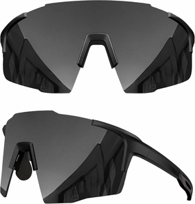 grinderPUNCH UV 400 Sports Sunglasses Cycling Glasses, Biking Goggles Running Hiking Golf Fishing Driving (Black Silver Mirrored)