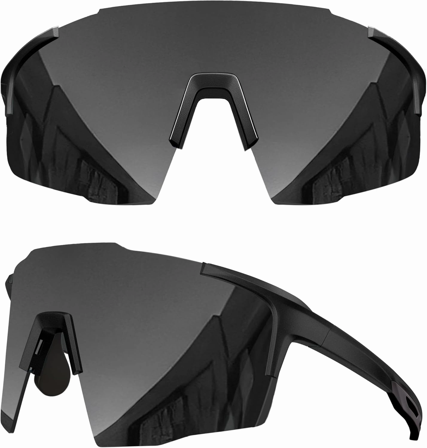 grinderPUNCH UV 400 Sports Sunglasses Cycling Glasses, Biking Goggles Running Hiking Golf Fishing Driving (Black Silver Mirrored)