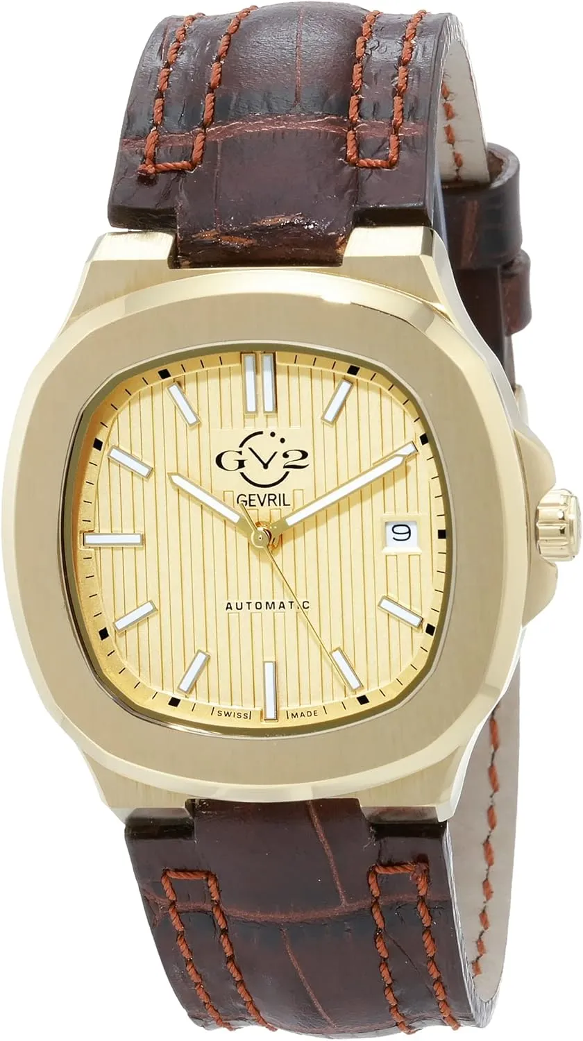 GV2 Men's Swiss Automatic Watch from The Potente Collection, Genuine Hand Made Italian Leather Strap