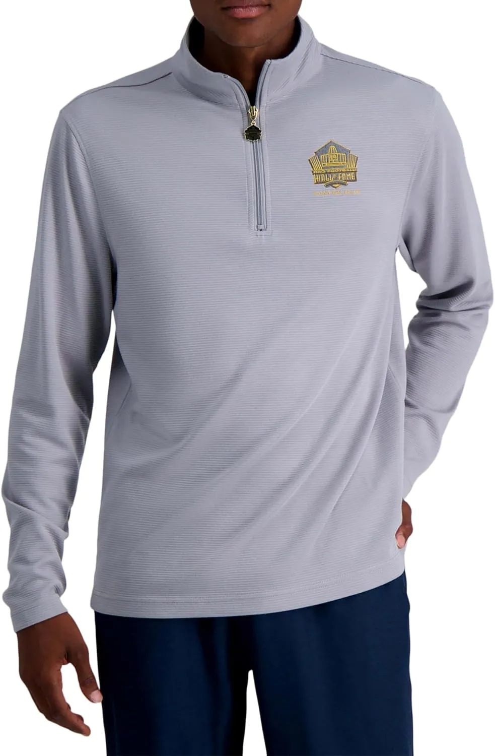 Haggar Pro Football Hall of Fame Mock Neck Ribbed Quarter Zip Pullover