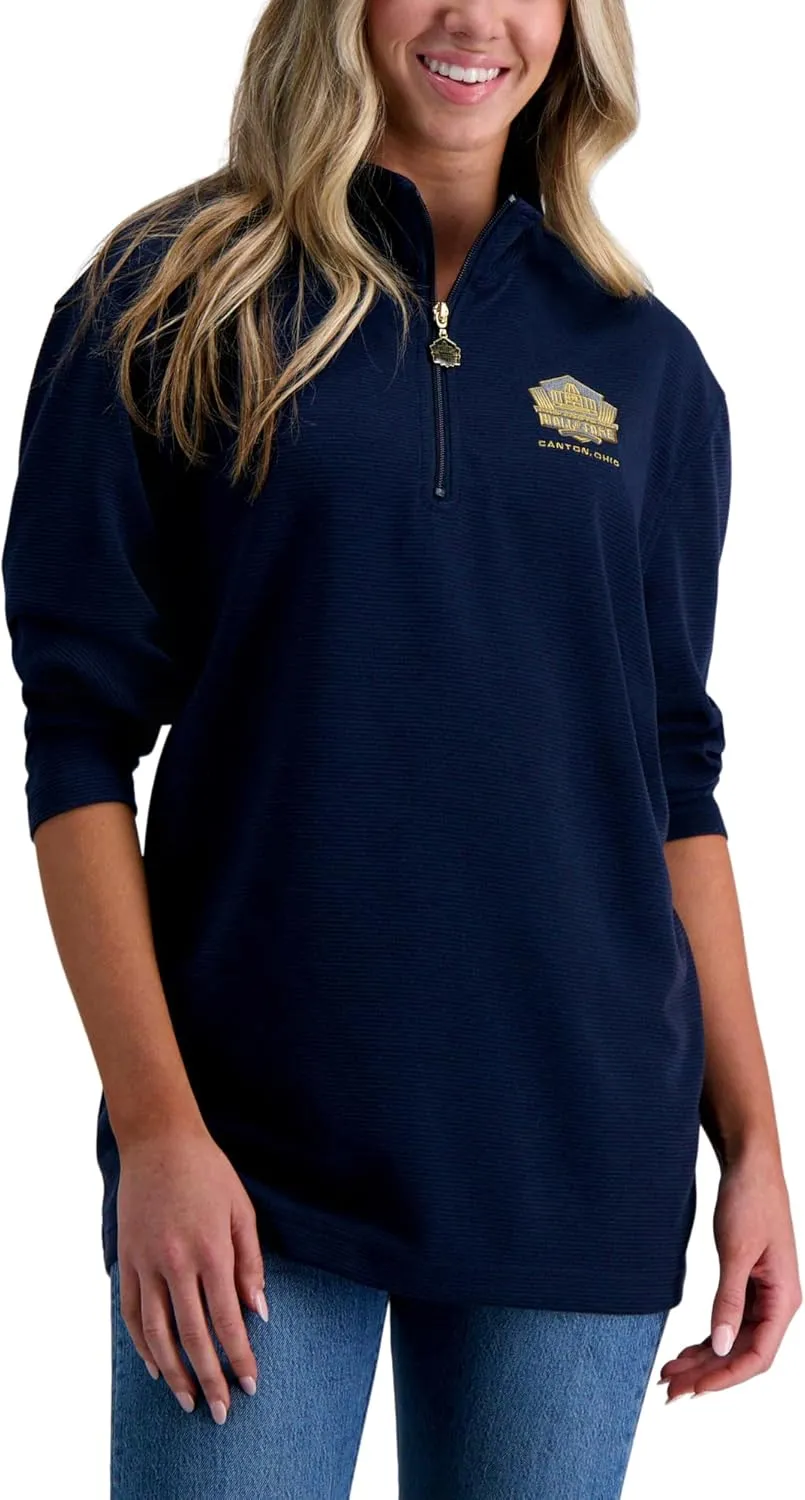 Haggar Pro Football Hall of Fame Mock Neck Ribbed Quarter Zip Pullover