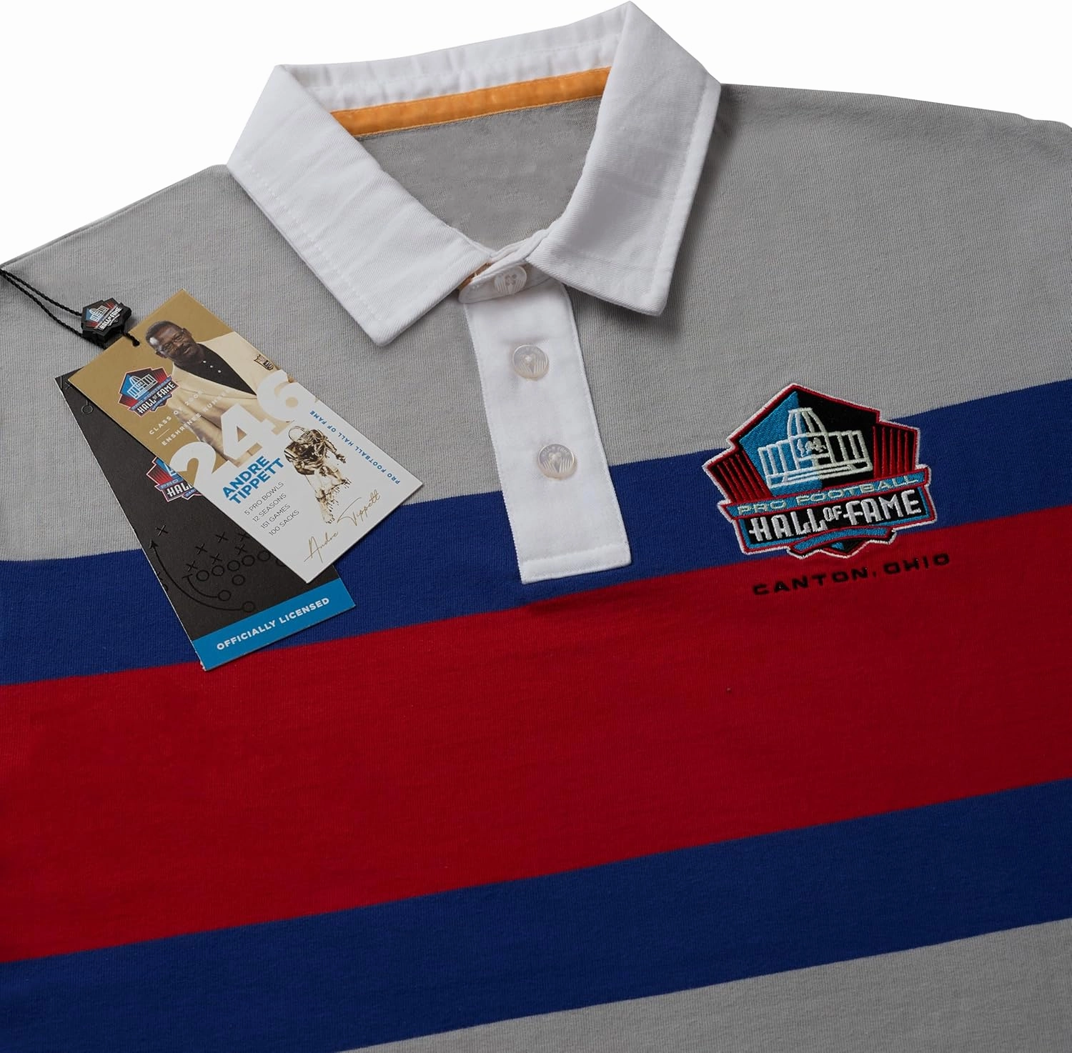 Haggar Pro Football Hall of Fame Long Sleeve Striped Rugby Shirt