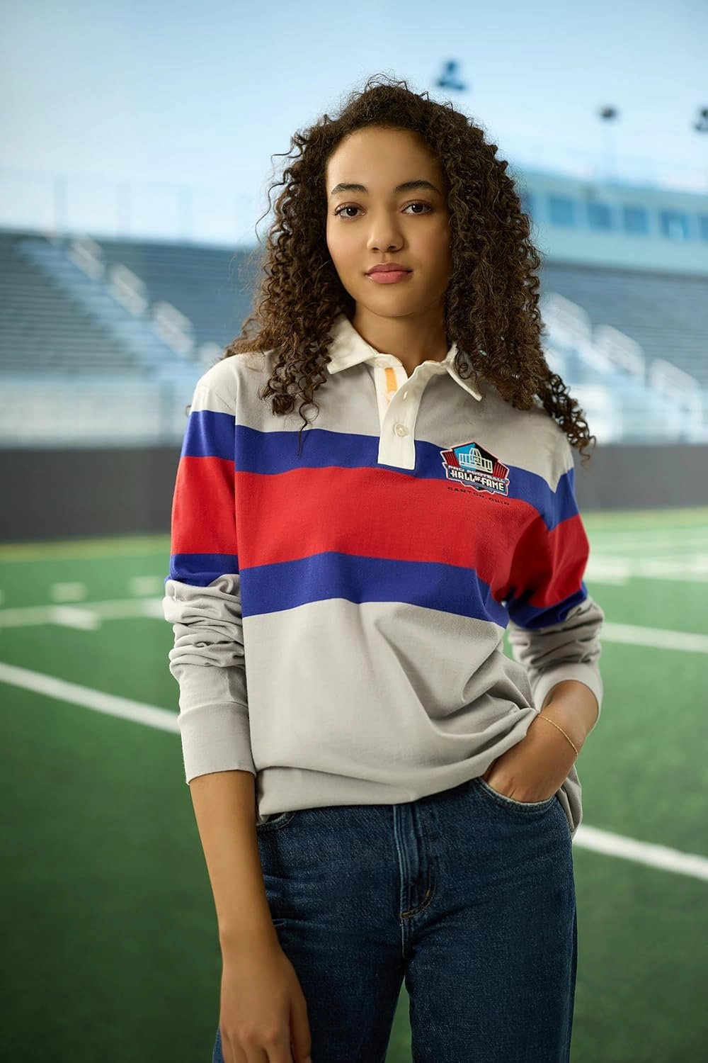 Haggar Pro Football Hall of Fame Long Sleeve Striped Rugby Shirt