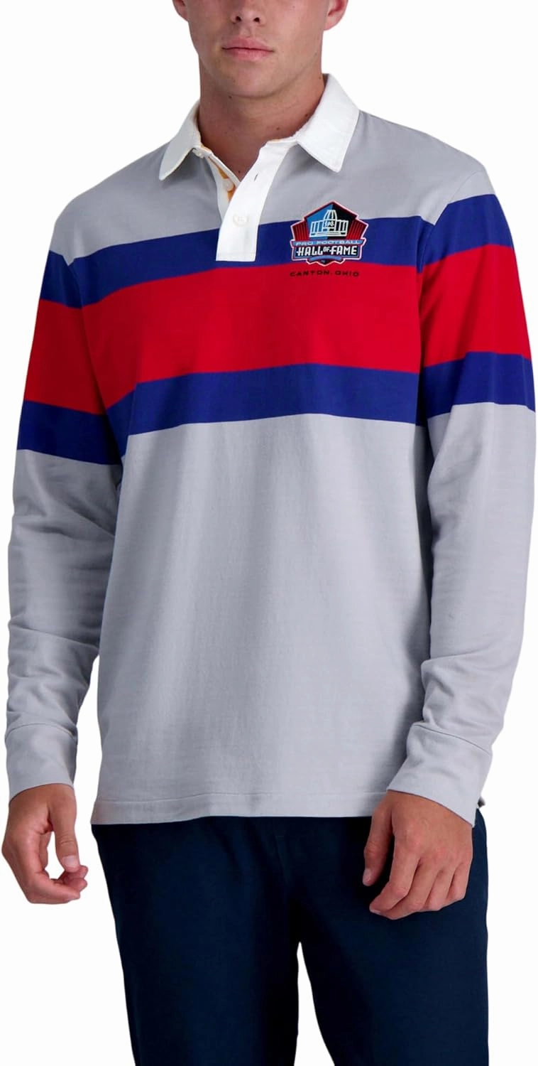 Haggar Pro Football Hall of Fame Long Sleeve Striped Rugby Shirt