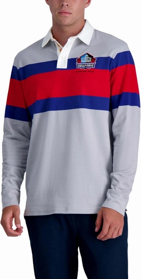 Haggar Pro Football Hall of Fame Long Sleeve Striped Rugby Shirt
