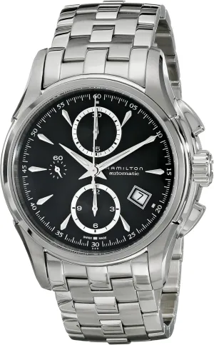 Hamilton Watch Jazzmaster Auto Chrono | Swiss Made | 42mm Stainless Steel Case | Black Dial Analog Watch | Silver Stainless Steel Bracelet (Model: H32616133)