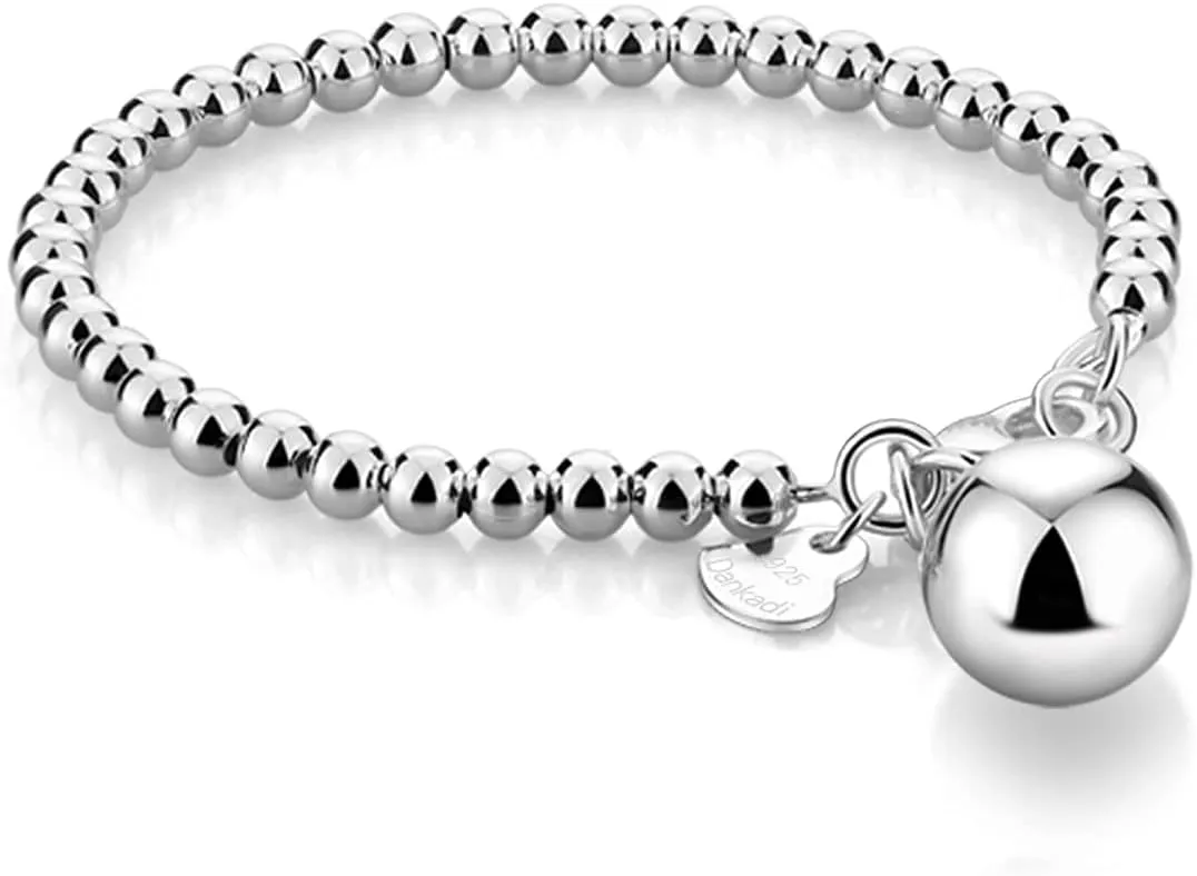 H&Beautimer 925 Sterling Silver 4-10MM Ball Chain Bracelet For Women's - Italian Handmade Bead Chain Bracelet 5''5.7''6.3''6.7''7.5''8''8.3''8.5''9 Inch Rose Gold Party Jewelry