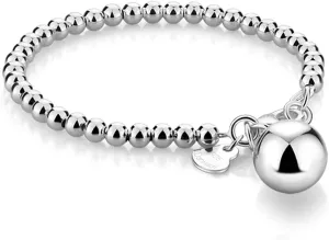 H&Beautimer 925 Sterling Silver 4-10MM Ball Chain Bracelet For Women's - Italian Handmade Bead Chain Bracelet 5''5.7''6.3''6.7''7.5''8''8.3''8.5''9 Inch Rose Gold Party Jewelry