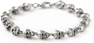 HAQUIL Stainless Steel Skull Bead Linked Strand Bracelet for Men and Women, Gothic Punk Rock Biker Skull Jewelry Gift