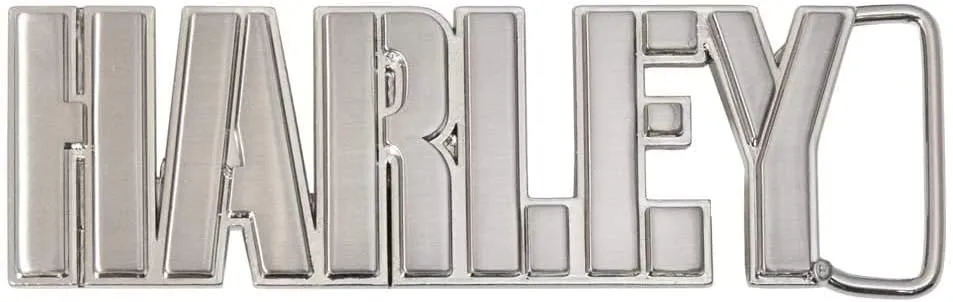 Harley-Davidson Men's Harley Block Iron Belt Buckle - Antique Silver Finish