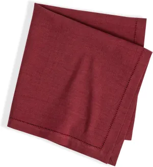 Haven Hemstitch Merlot Napkin Set of 4, 22" x 22", Red Solid Pattern
