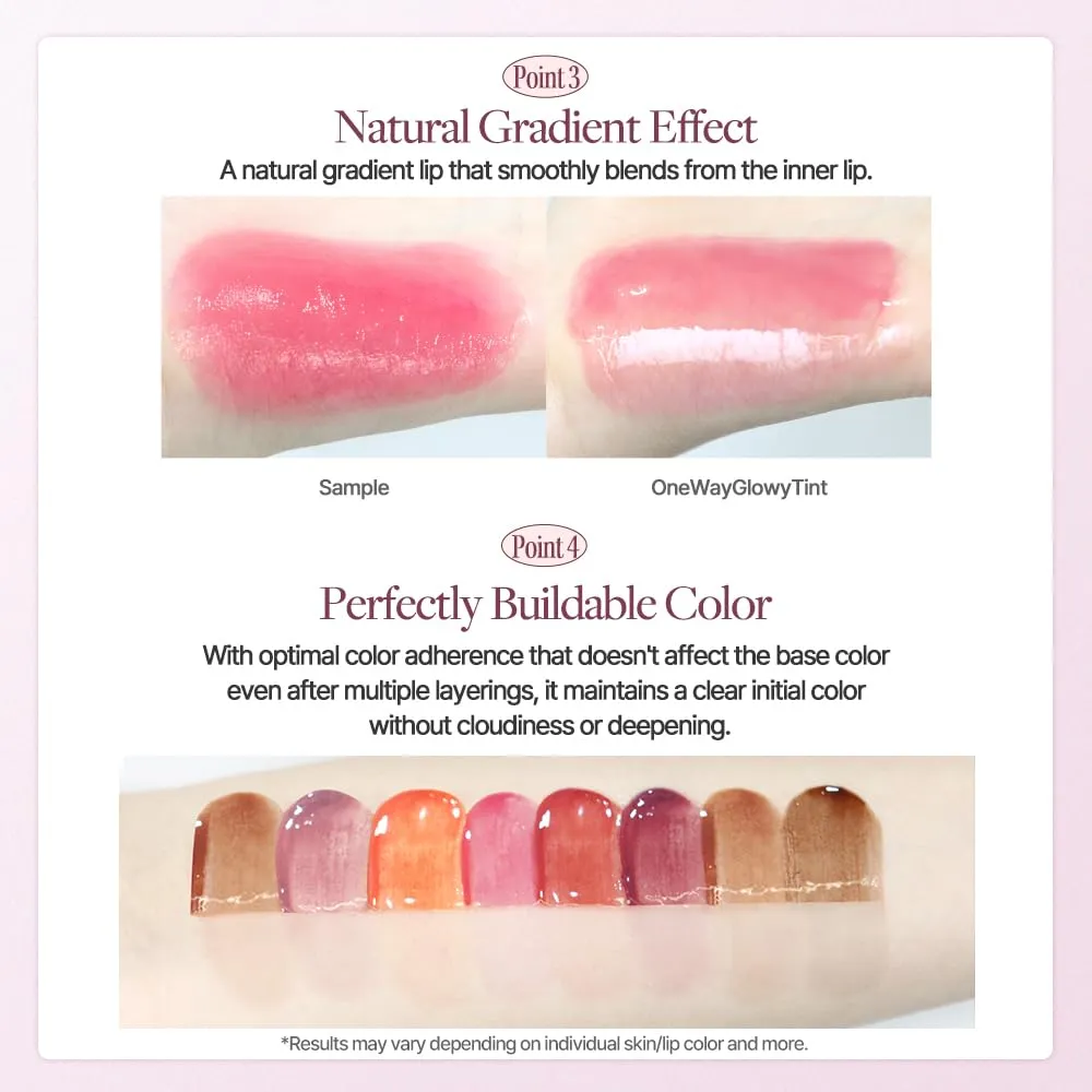 Heart Percent Dote On Mood One Way Glowy Tint, Glass-like High Shine Glossy Finish w/Long-Lasting Luminous Color Lip Stain for Glowy Look, #13. Pink Fairy