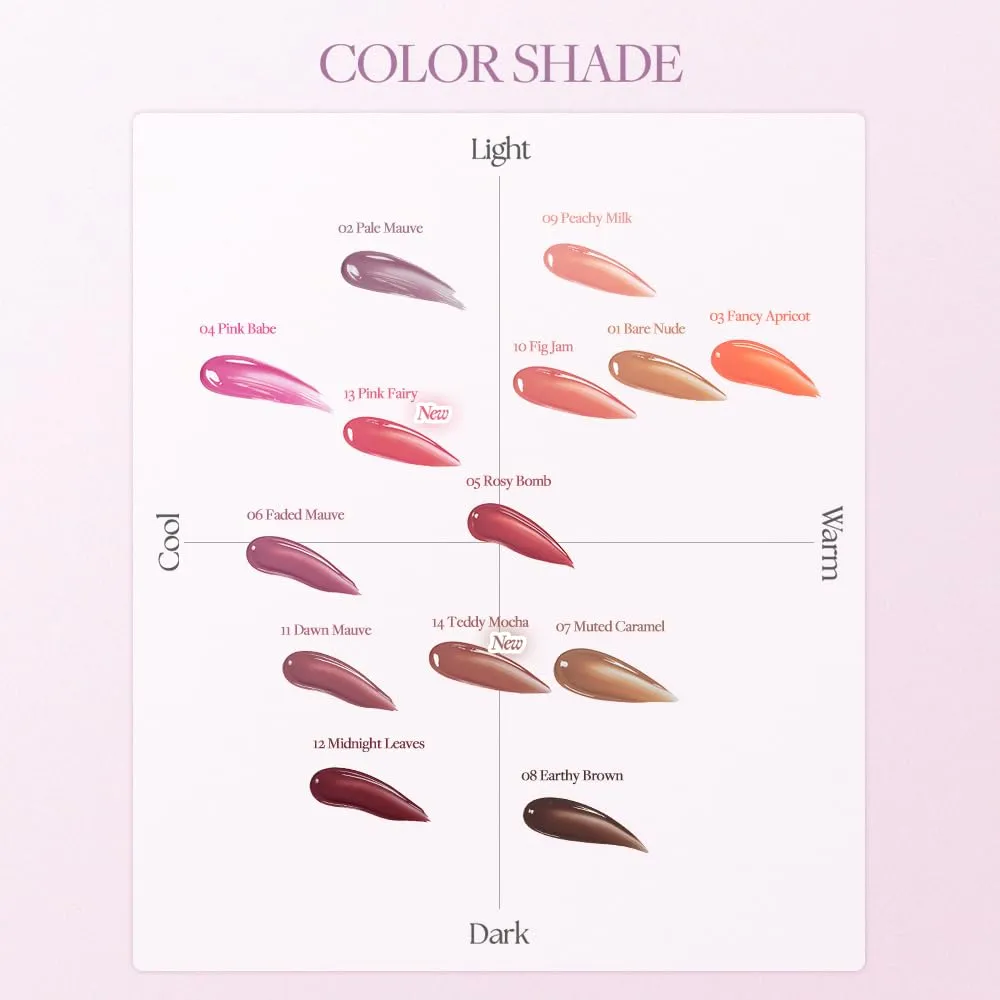 Heart Percent Dote On Mood One Way Glowy Tint, Glass-like High Shine Glossy Finish w/Long-Lasting Luminous Color Lip Stain for Glowy Look, #13. Pink Fairy