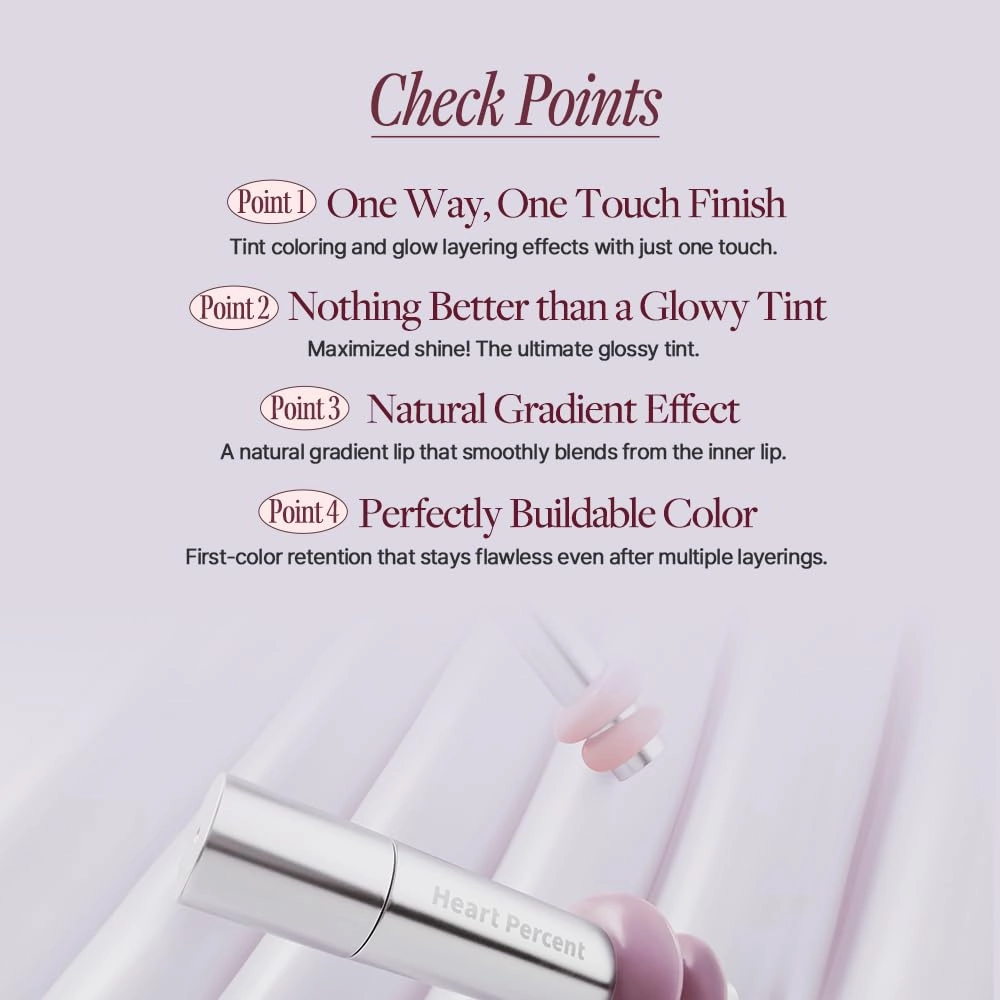 Heart Percent Dote On Mood One Way Glowy Tint, Glass-like High Shine Glossy Finish w/Long-Lasting Luminous Color Lip Stain for Glowy Look, #12. Midnight Leaves