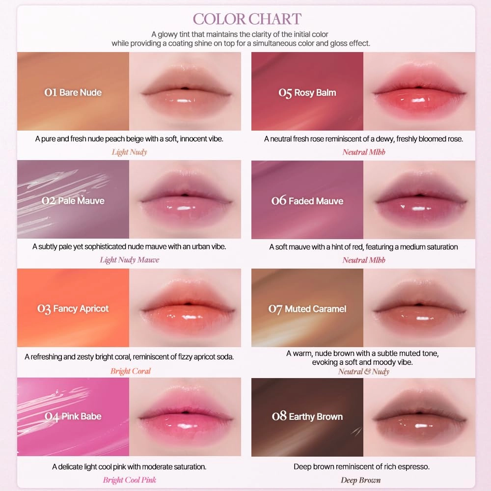 Heart Percent Dote On Mood One Way Glowy Tint, Glass-like High Shine Glossy Finish w/Long-Lasting Luminous Color Lip Stain for Glowy Look, #12. Midnight Leaves