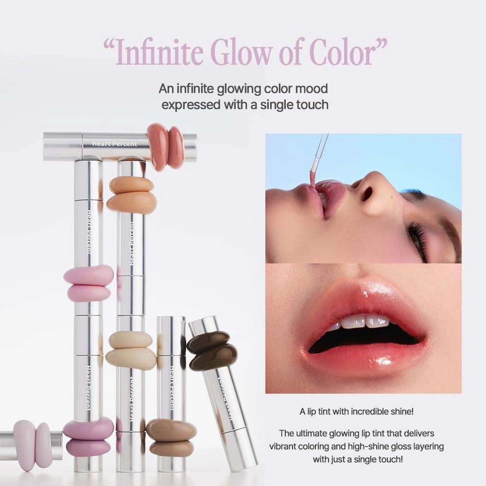 Heart Percent Dote On Mood One Way Glowy Tint, Glass-like High Shine Glossy Finish w/Long-Lasting Luminous Color Lip Stain for Glowy Look, #12. Midnight Leaves