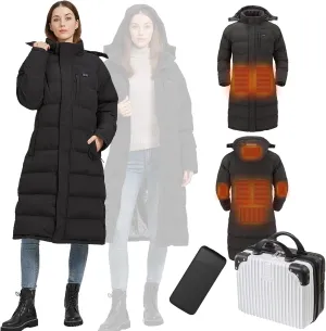 Heated Jackets for Women, Long Winter Coats for Women for Skiing Hunting Motorcycle, Idea Christmas Gift for Wife