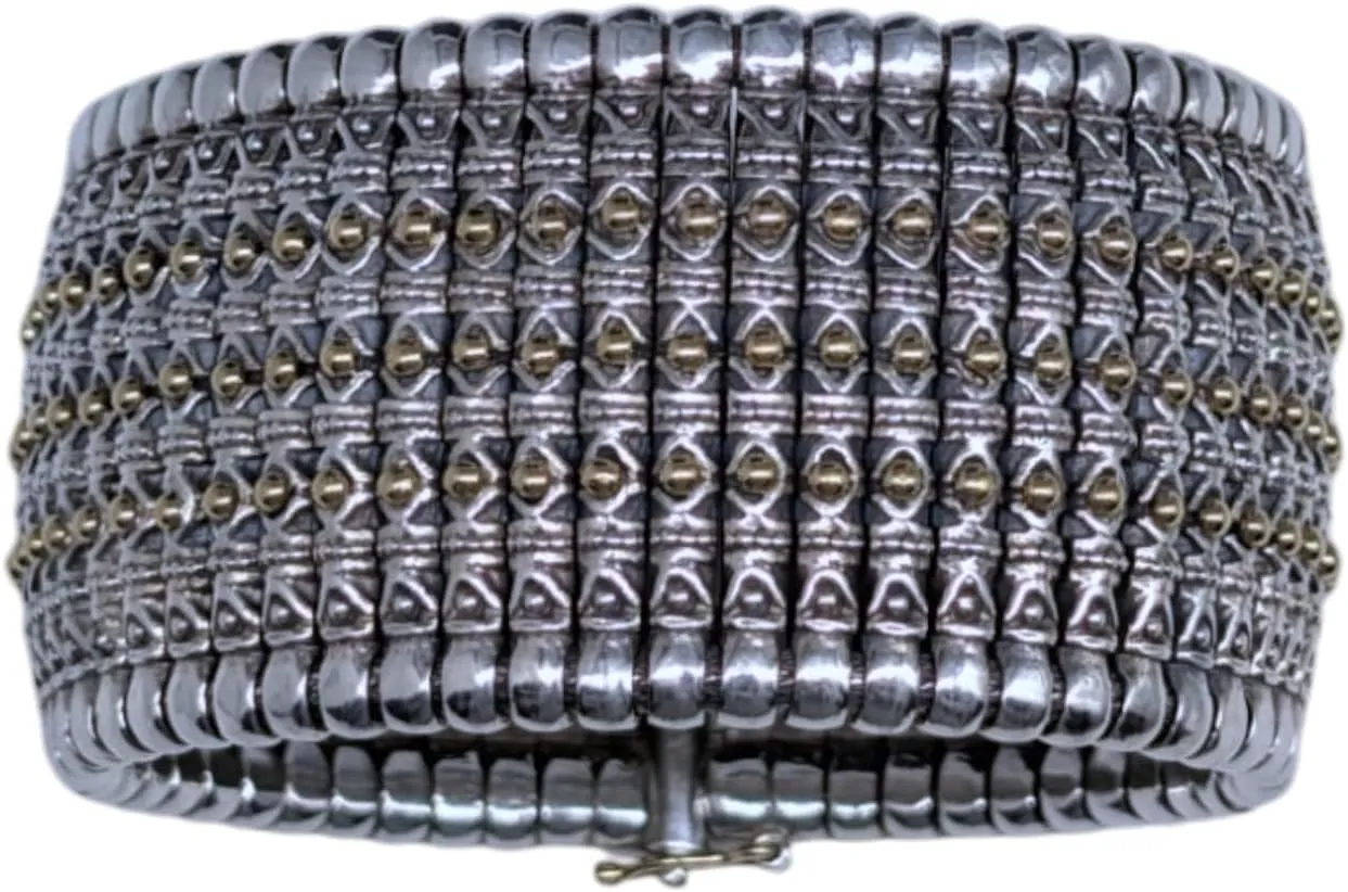 Hera Wide Silver and Gold Cuff Bracelet BKJ27-130