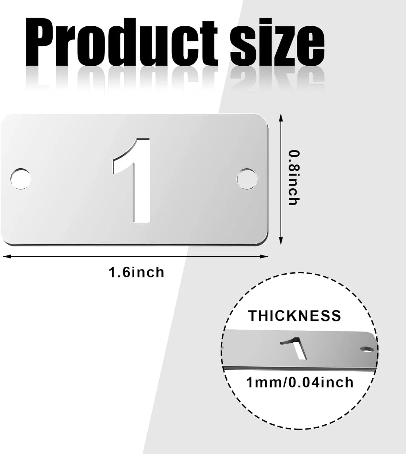 Hicarer Metal Numbered Tags Stainless Steel Number ID Key Tags with Holes Numbered Key Rings Chain(1-100, Rectangle,1.57 x 0.79 Inches)