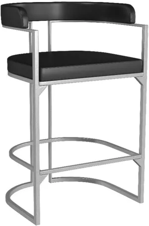 Hillsdale, Cannonwood Half Moon Shape Metal and Upholstered Back Counter Height Stool, Silver