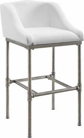 Hillsdale Dillon 30" Metal Upholstered Bar Stool, Silver and White