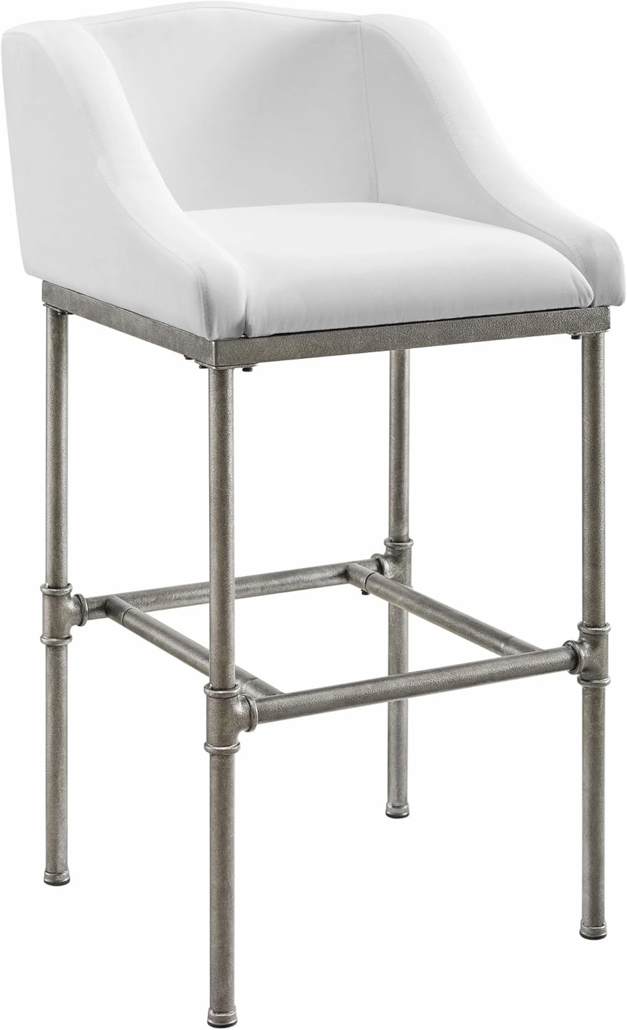 Hillsdale Dillon 30" Metal Upholstered Bar Stool, Silver and White