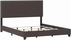 Hillsdale Gayle Nail Head Trim Queen Upholstered Bed Gray Charcoal Fabric