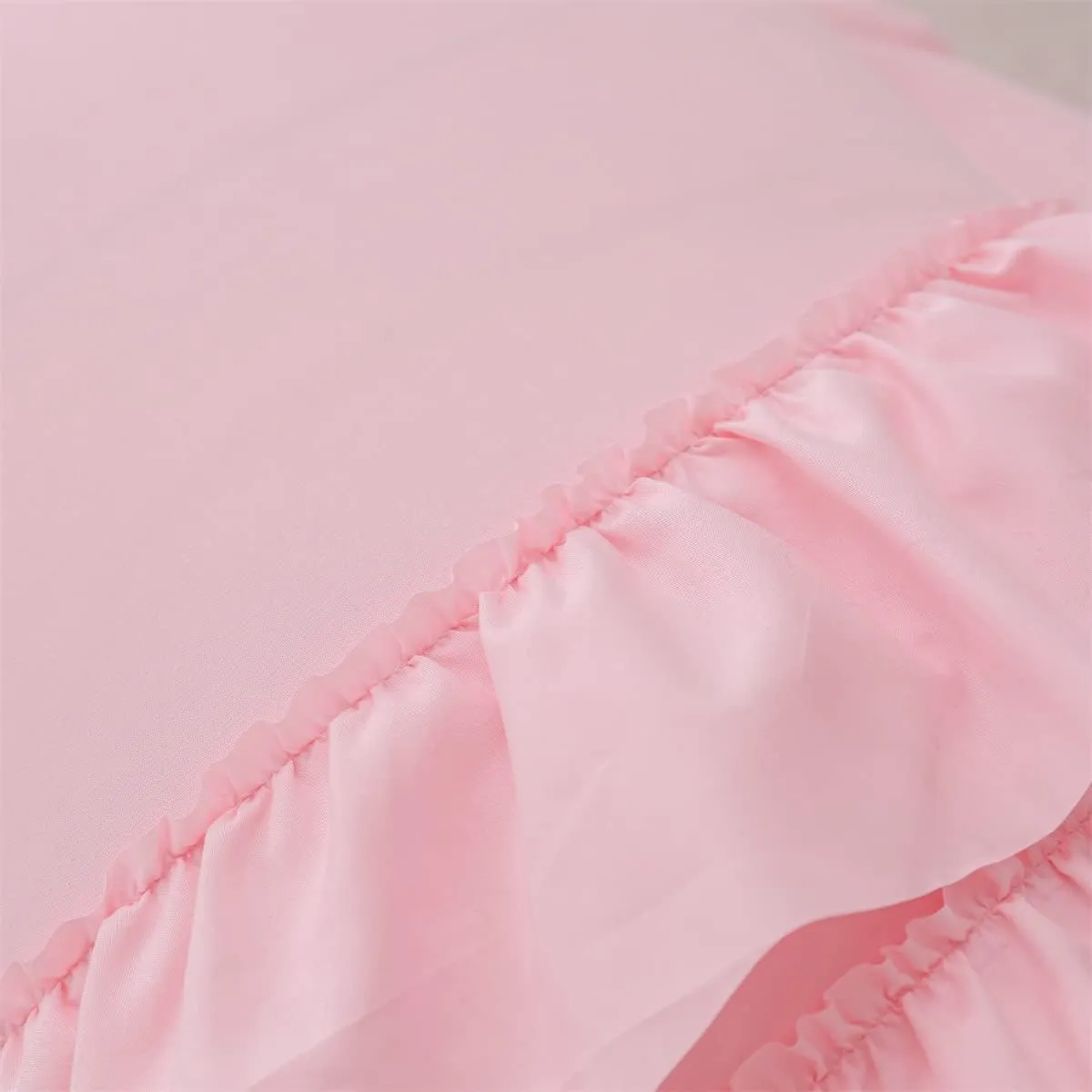 Holawakaka Pink Waterfall Ruffle Comforter Set Twin Size Multi-Layers Ruffled Shabby Chic 3PCS Bedding Set for Girls Women