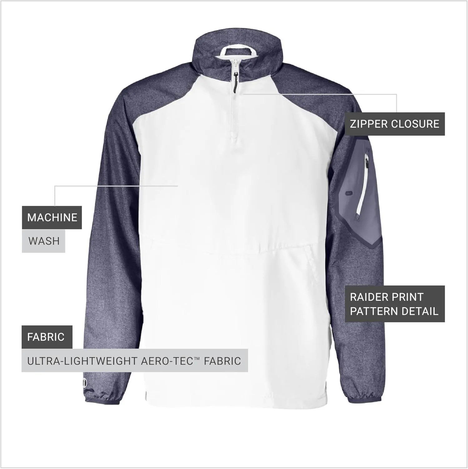 Holloway Raider Pullover Cage Jacket - Weather-Resistant, Ultra-Light, Quarter Zip, Sleeve Pocket - For Outdoors & Travel