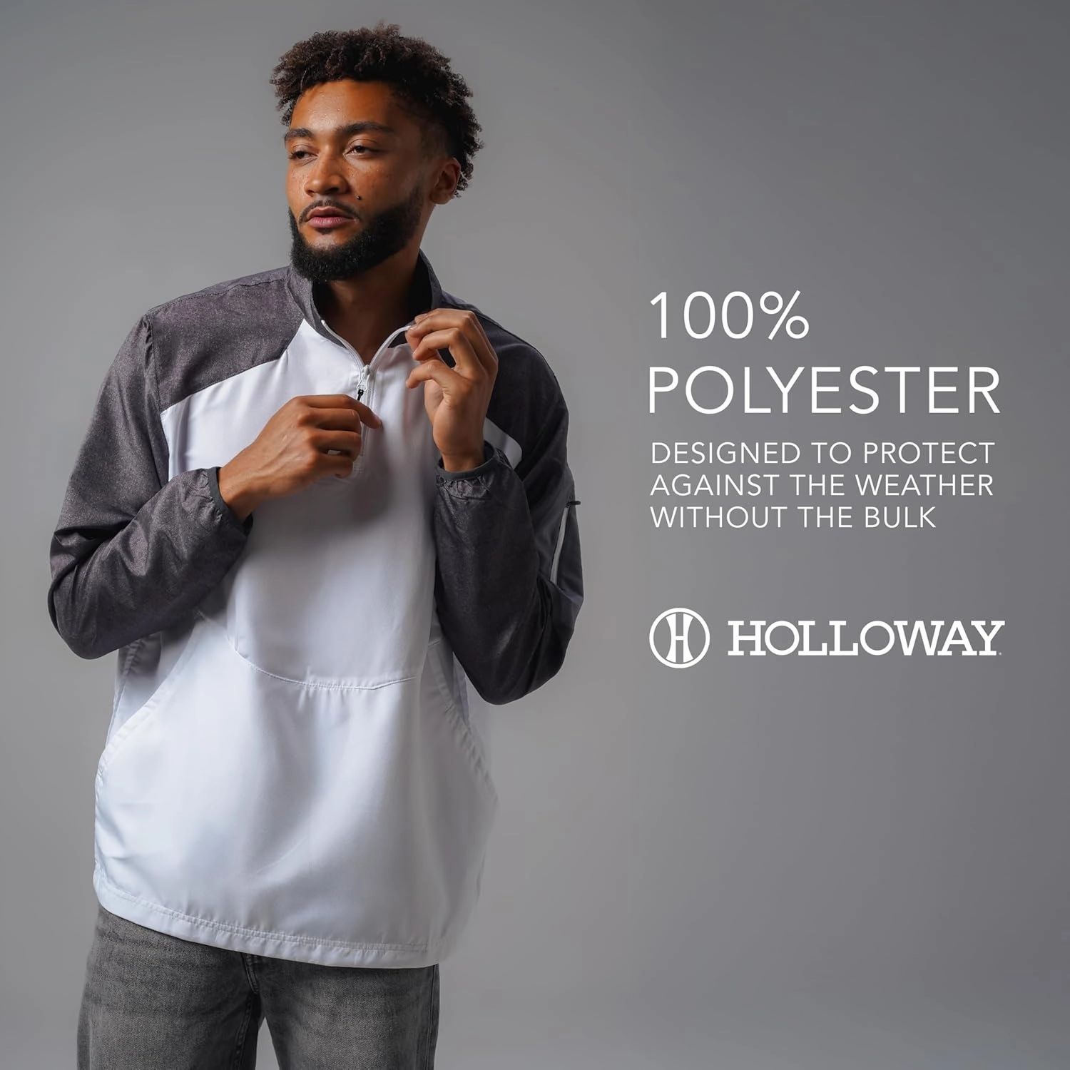 Holloway Raider Pullover Cage Jacket - Weather-Resistant, Ultra-Light, Quarter Zip, Sleeve Pocket - For Outdoors & Travel