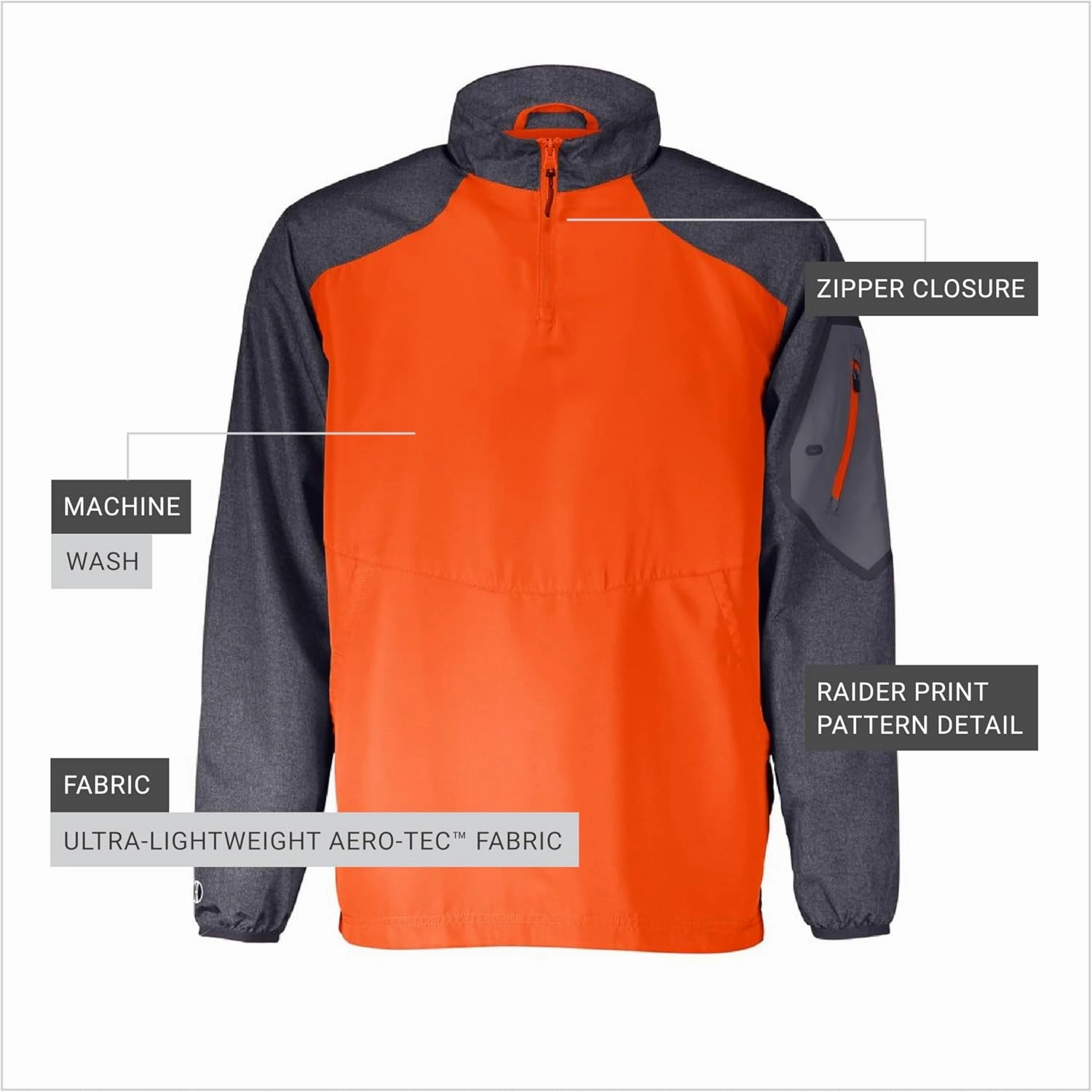 Holloway Raider Pullover Cage Jacket - Weather-Resistant, Ultra-Light, Quarter Zip, Sleeve Pocket - For Outdoors & Travel