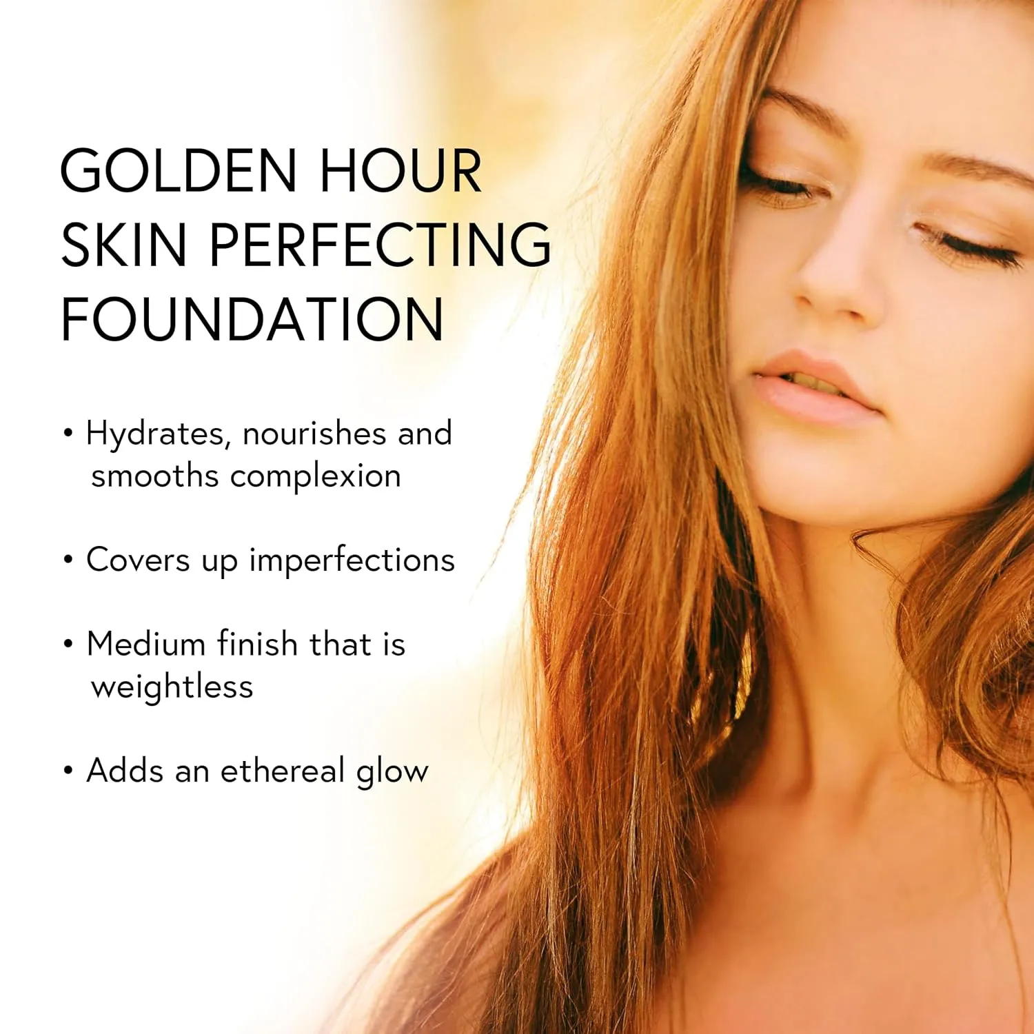 Honeybee Gardens Golden Hour Foundation In Montego, Warm Tan Neutral For Deeper Skin Tones, Skin-Perfecting, Luminous Finish, Vegan, 34.5ml